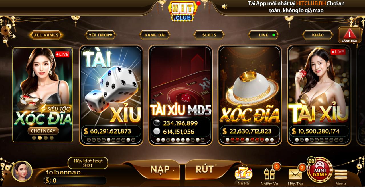 điều kiện nạp r&uacute;t hit club