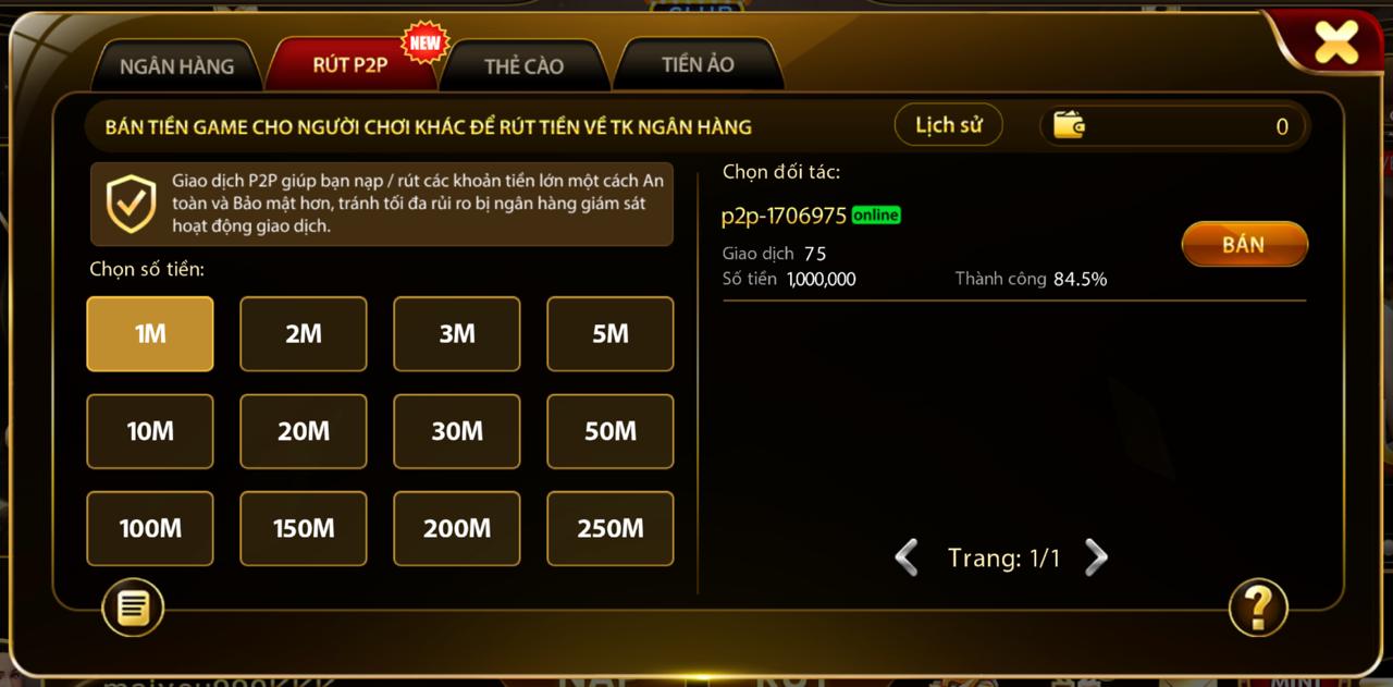 r&uacute; tiền P2P
